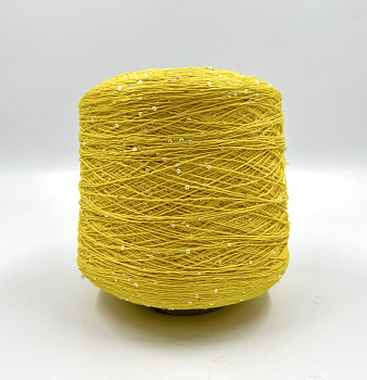 Пряжа Cotton Paillettes, D&C Yarns,  хлопок, цвет ярко-желтый